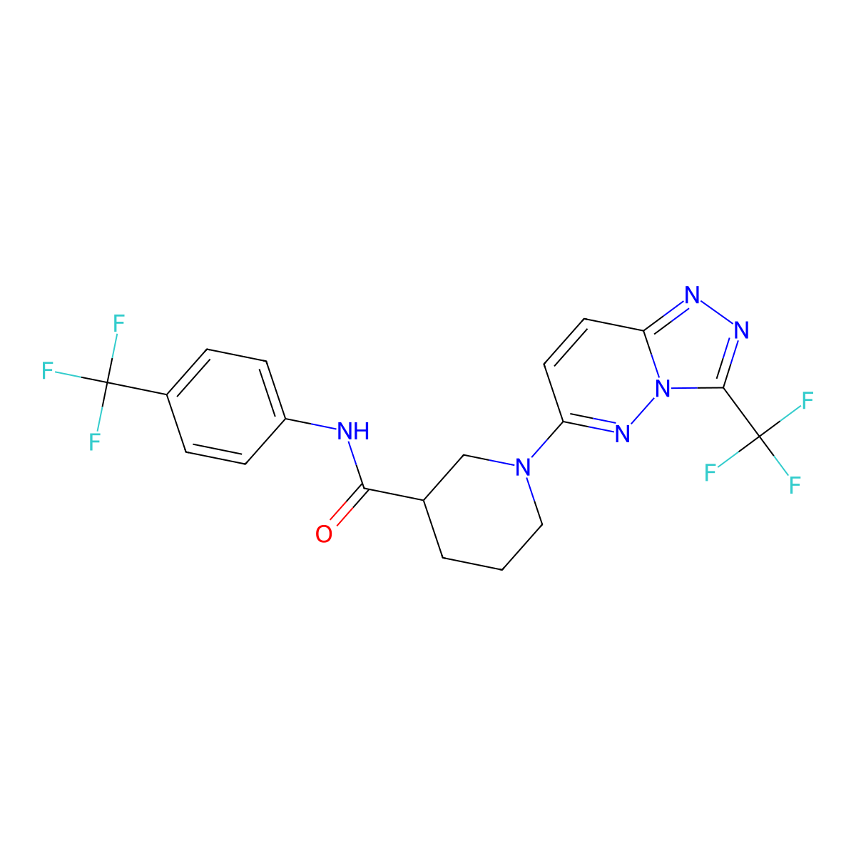 N-[4-(trifluoromethyl)phenyl]-1-[3-(trifluoromethyl)[1,2,4]triazolo[4,3-b]pyridazin-6-yl]piperidine-3-carboxamide molecular structure, CAS 1144481-99-1