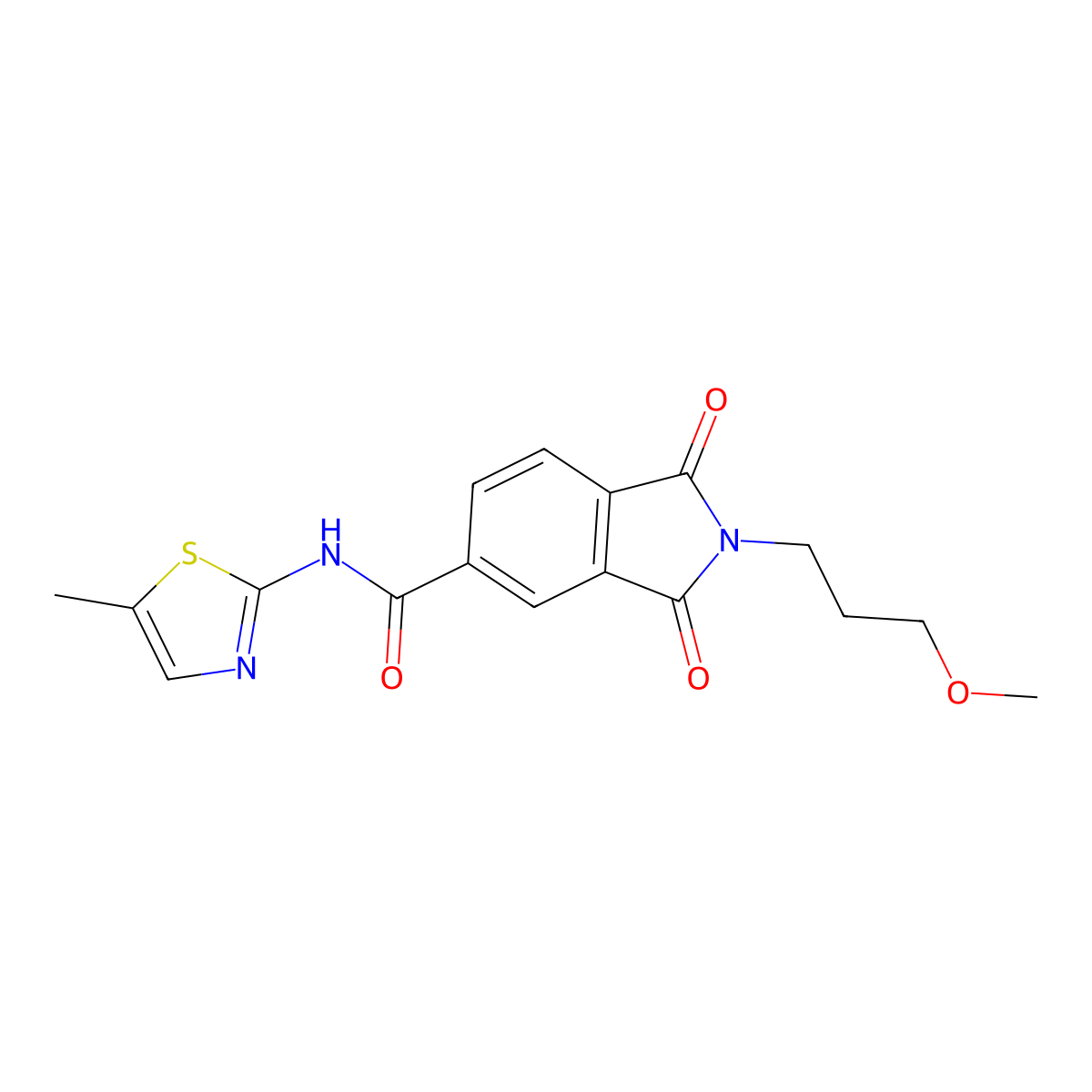 2-(3-methoxypropyl)-N-(5-methyl-1,3-thiazol-2-yl)-1,3-dioxo-2,3-dihydro-1H-isoindole-5-carboxamide molecular structure, CAS 1144482-12-1