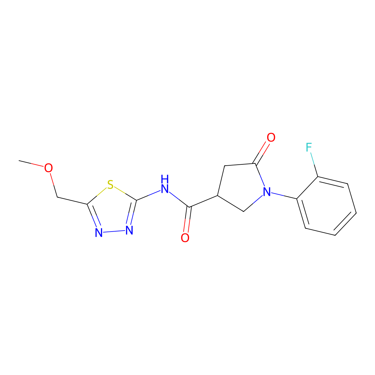 1-(2-fluorophenyl)-N-[(2E)-5-(methoxymethyl)-1,3,4-thiadiazol-2(3H)-ylidene]-5-oxopyrrolidine-3-carboxamide molecular structure, CAS 1144482-14-3