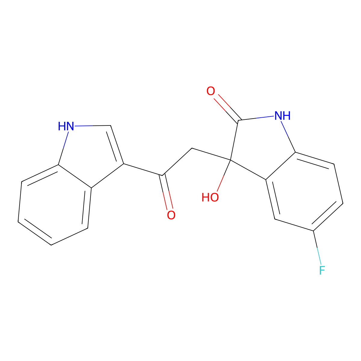 5-fluoro-3-hydroxy-3-[2-(1H-indol-3-yl)-2-oxoethyl]-1,3-dihydro-2H-indol-2-one molecular structure, CAS 1144482-15-4
