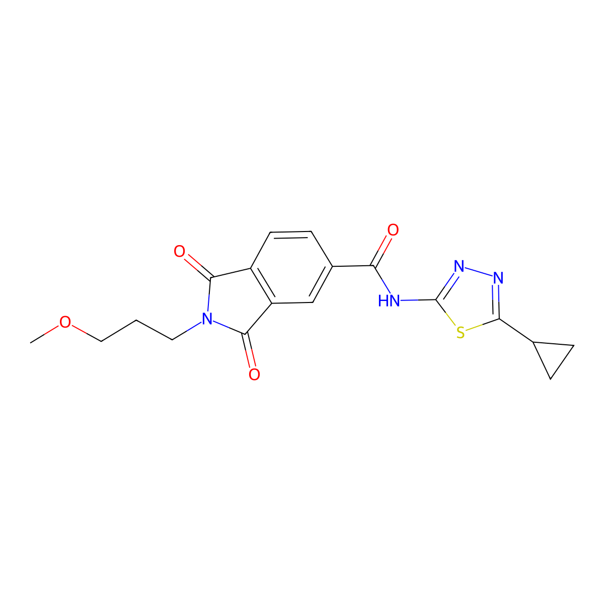 N-[(2E)-5-cyclopropyl-1,3,4-thiadiazol-2(3H)-ylidene]-2-(3-methoxypropyl)-1,3-dioxo-2,3-dihydro-1H-isoindole-5-carboxamide molecular structure, CAS 1144482-16-5