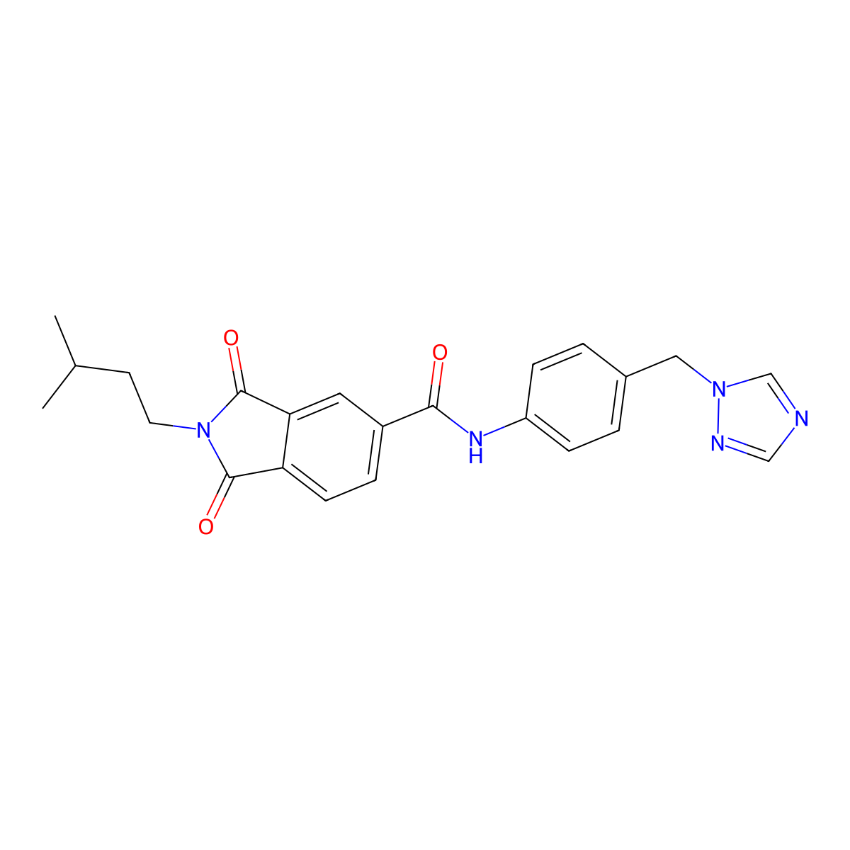 2-(3-methylbutyl)-1,3-dioxo-N-[4-(1H-1,2,4-triazol-1-ylmethyl)phenyl]-2,3-dihydro-1H-isoindole-5-carboxamide molecular structure, CAS 1144482-18-7