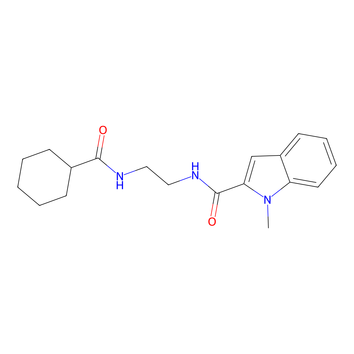 N-{2-[(cyclohexylcarbonyl)amino]ethyl}-1-methyl-1H-indole-2-carboxamide molecular structure, CAS 1144482-34-7
