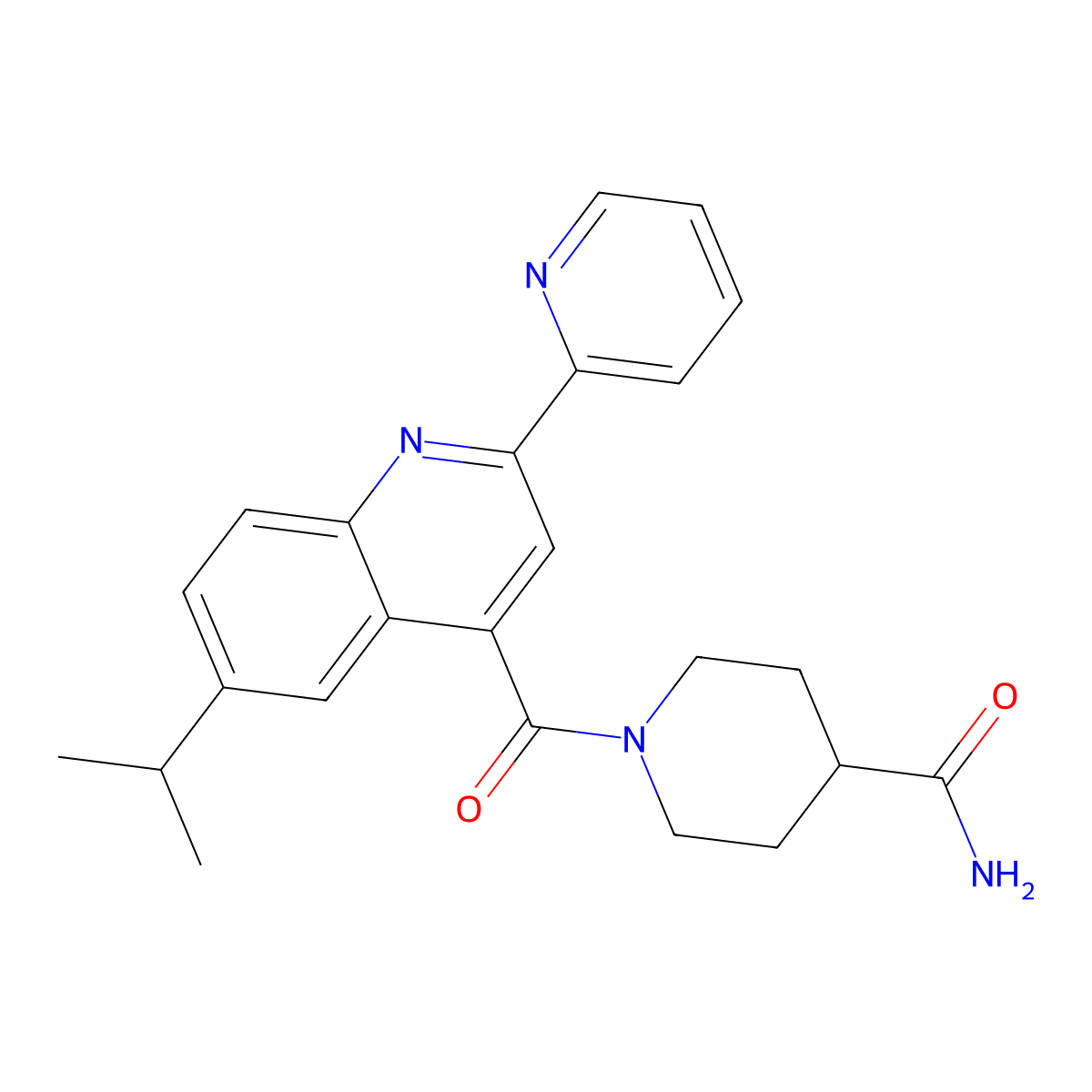 1-{[6-(Propan-2-yl)-2-(pyridin-2-yl)quinolin-4-yl]carbonyl}piperidine-4-carboxamide molecular structure, CAS 1144482-41-6