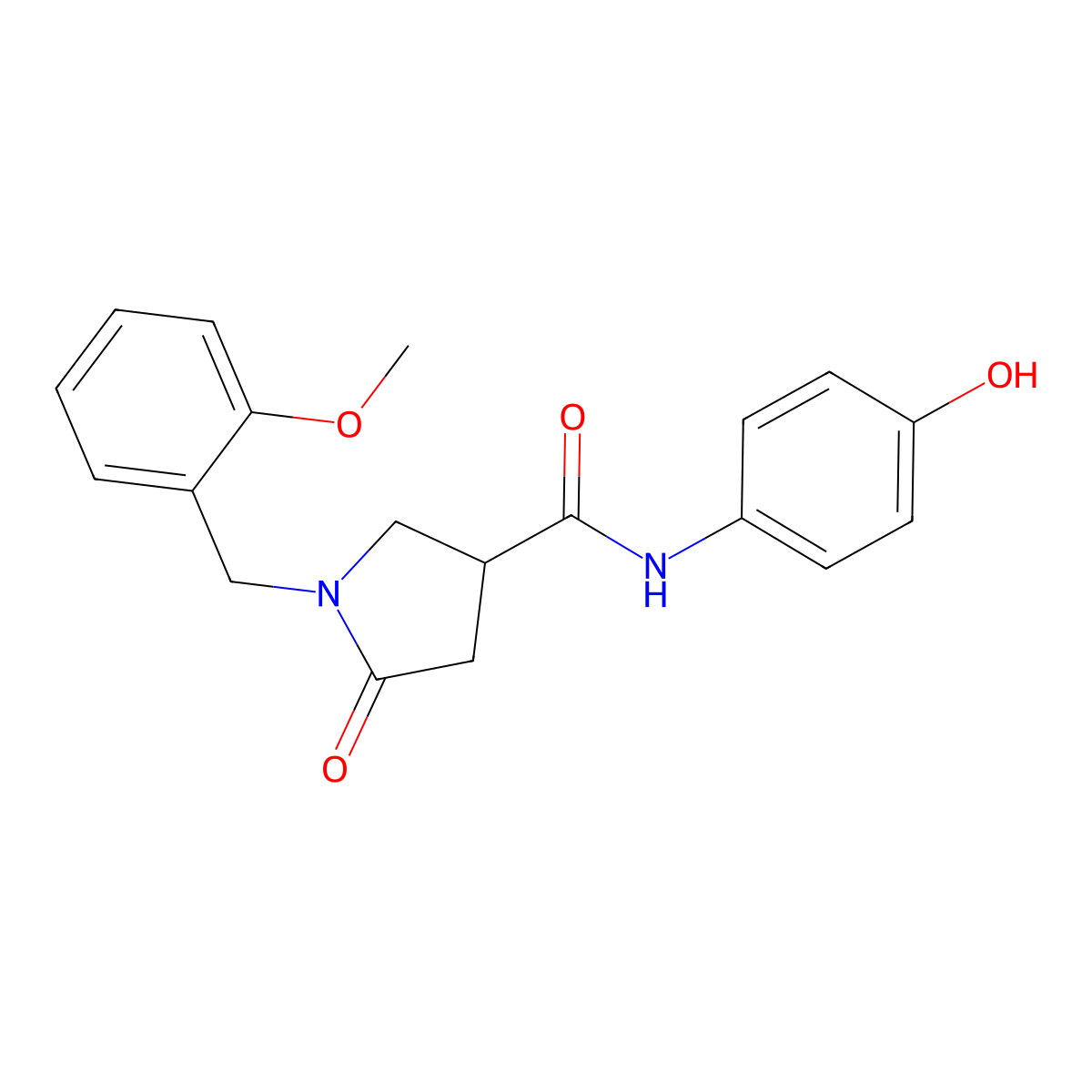 N-(4-hydroxyphenyl)-1-(2-methoxybenzyl)-5-oxopyrrolidine-3-carboxamide molecular structure, CAS 1144482-51-8