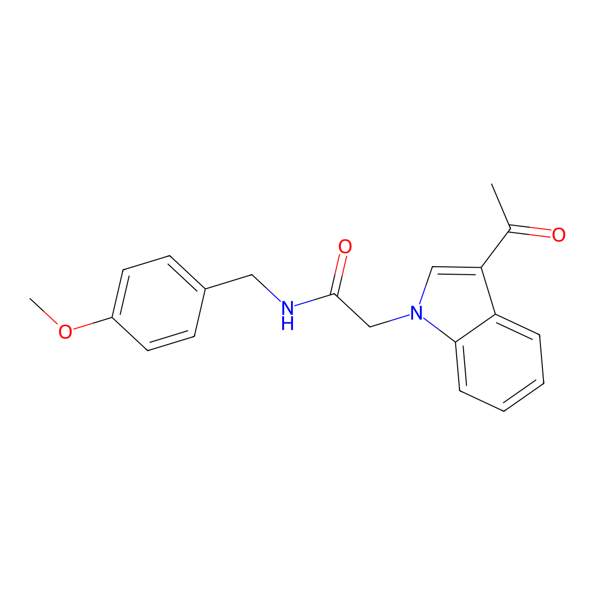 2-(3-acetyl-1H-indol-1-yl)-N-(4-methoxybenzyl)acetamide molecular structure, CAS 1144482-58-5