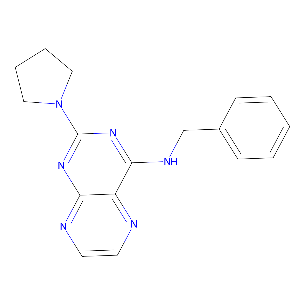 Benzyl(2-pyrrolidinylpteridin-4-yl)amine molecular structure, CAS 1144482-60-9