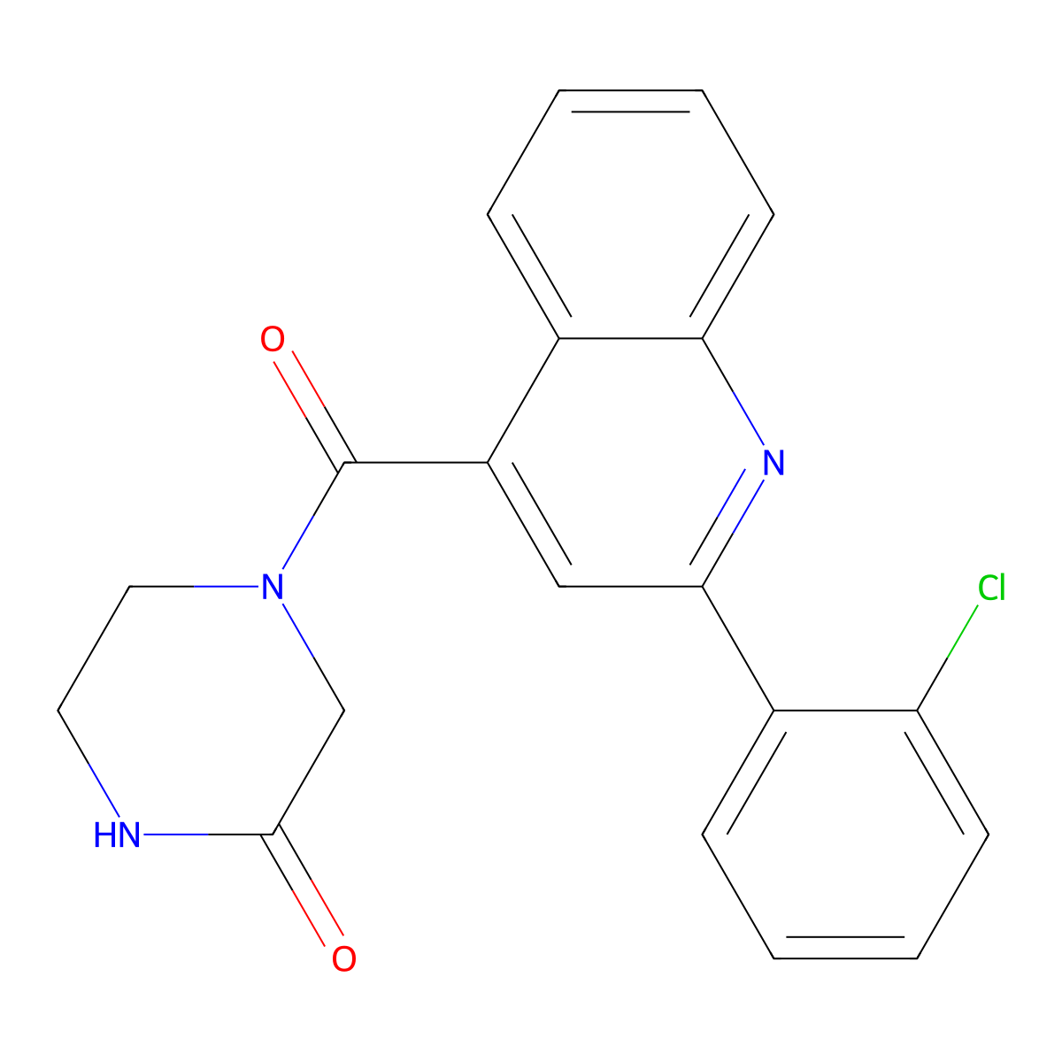 4-{[2-(2-Chlorophenyl)quinolin-4-yl]carbonyl}piperazin-2-one molecular structure, CAS 1144482-66-5