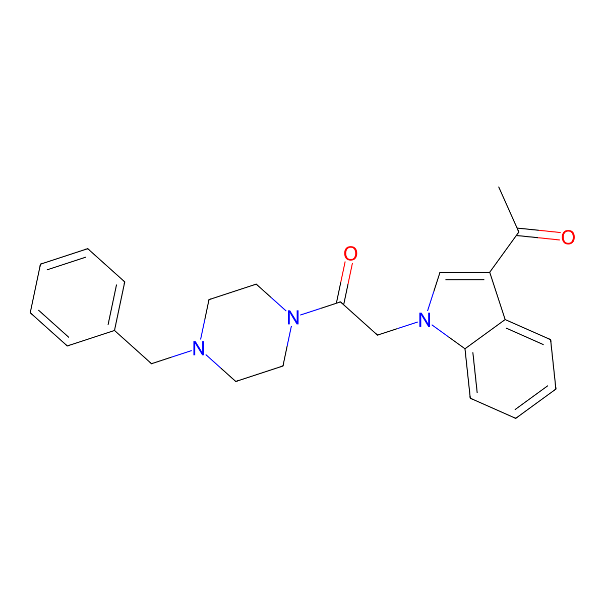 2-(3-acetyl-1H-indol-1-yl)-1-(4-benzylpiperazin-1-yl)ethanone molecular structure, CAS 1144482-69-8