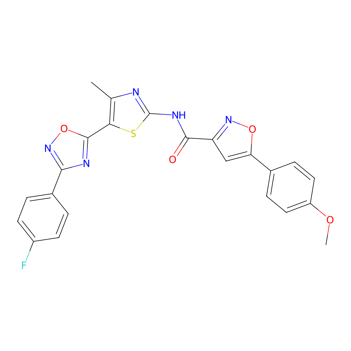 N-[(2E)-5-[3-(4-fluorophenyl)-1,2,4-oxadiazol-5-yl]-4-methyl-1,3-thiazol-2(3H)-ylidene]-5-(4-methoxyphenyl)-1,2-oxazole-3-carboxamide molecular structure, CAS 1144482-94-9