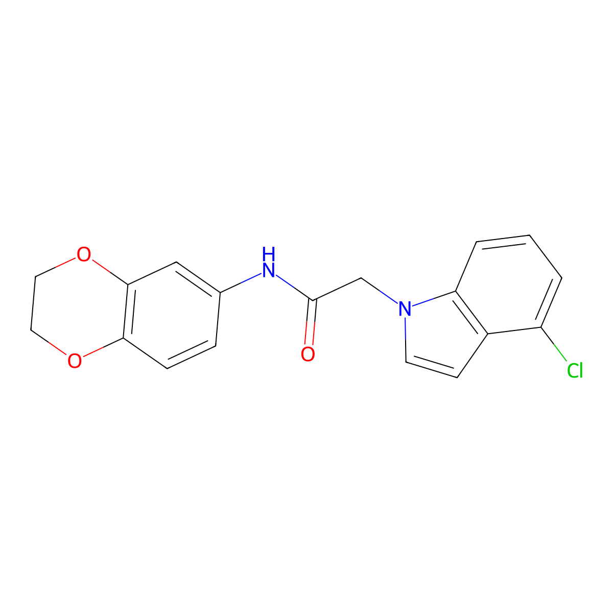 2-(4-chloro-1H-indol-1-yl)-N-(2,3-dihydro-1,4-benzodioxin-6-yl)acetamide molecular structure, CAS 1144483-03-3