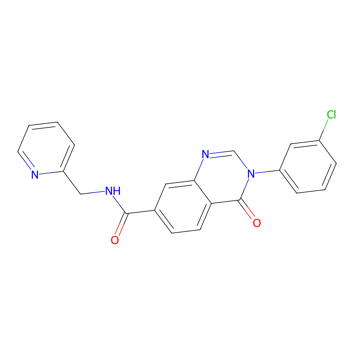 3-(3-chlorophenyl)-4-oxo-N-(pyridin-2-ylmethyl)-3,4-dihydroquinazoline-7-carboxamide molecular structure, CAS 1144483-05-5