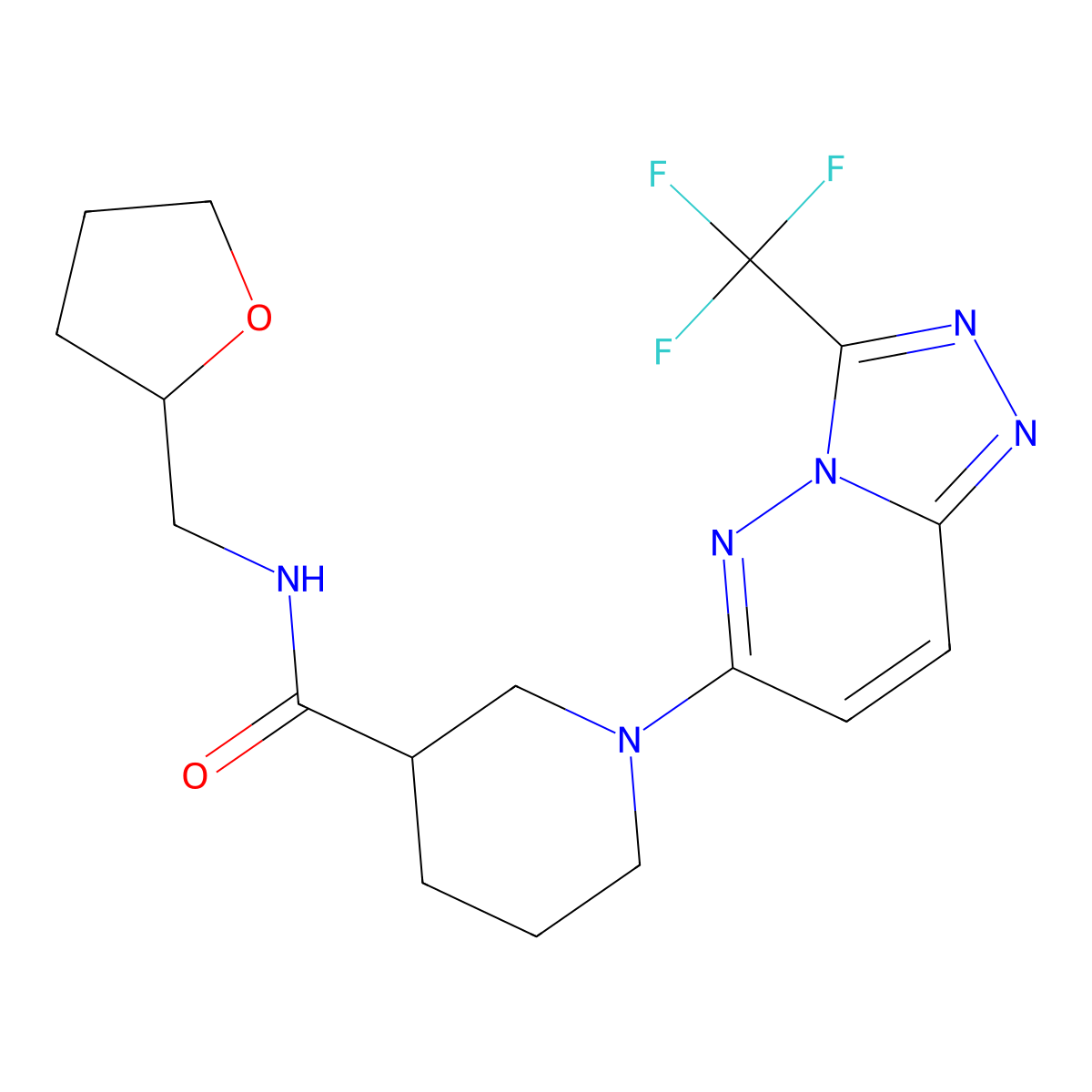 N-(tetrahydrofuran-2-ylmethyl)-1-[3-(trifluoromethyl)[1,2,4]triazolo[4,3-b]pyridazin-6-yl]piperidine-3-carboxamide molecular structure, CAS 1144483-06-6