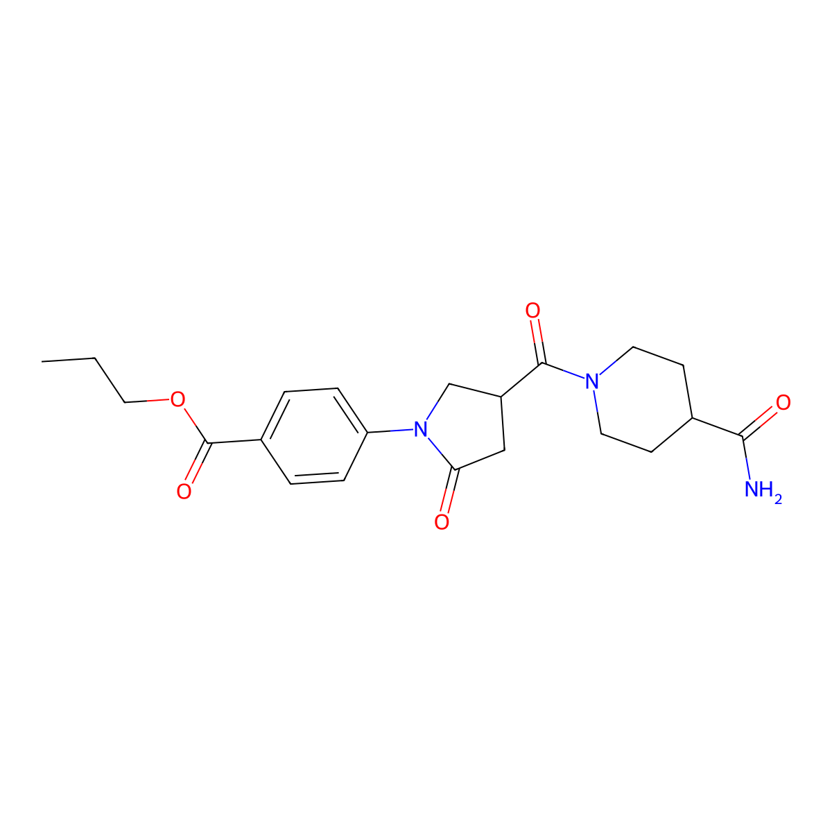 Propyl 4-{4-[(4-carbamoylpiperidin-1-yl)carbonyl]-2-oxopyrrolidin-1-yl}benzoate molecular structure, CAS 1144483-16-8