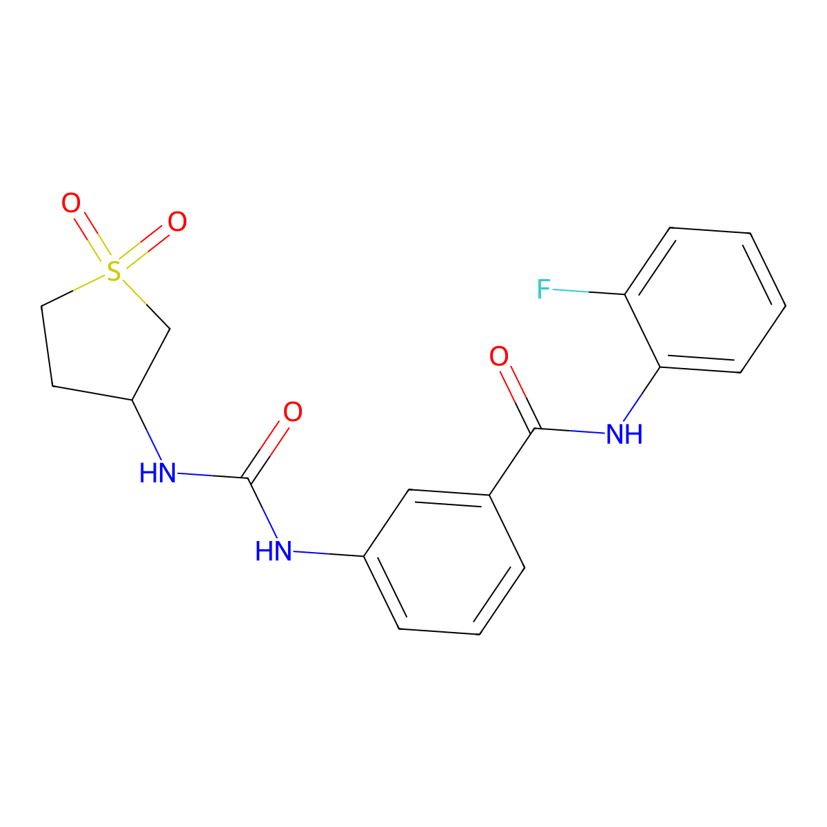 3-{[(1,1-dioxidotetrahydrothiophen-3-yl)carbamoyl]amino}-N-(2-fluorophenyl)benzamide molecular structure, CAS 1144483-20-4