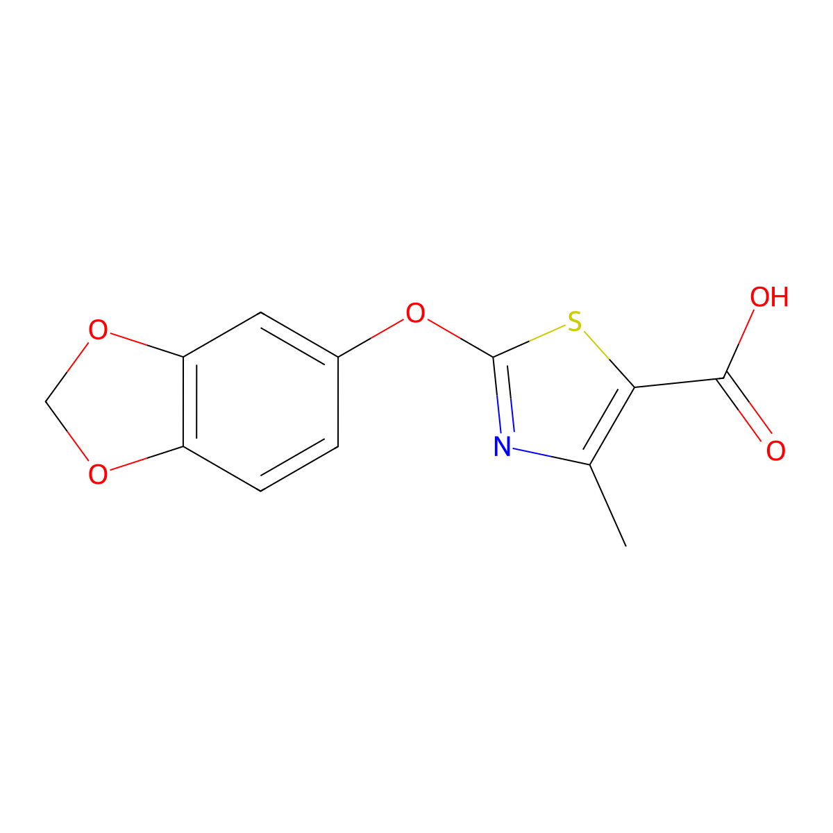 2-(1,3-Benzodioxol-5-yloxy)-4-methyl-1,3-thiazole-5-carboxylic acid molecular structure, CAS 1144483-21-5