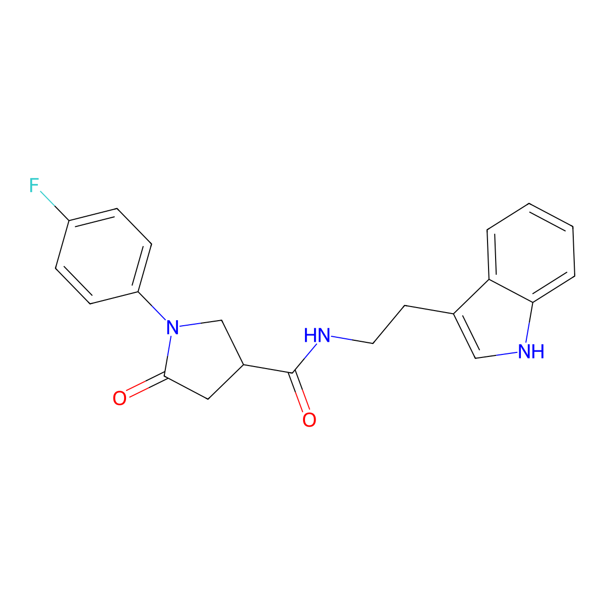 1-(4-fluorophenyl)-N-[2-(1H-indol-3-yl)ethyl]-5-oxo-3-pyrrolidinecarboxamide molecular structure, CAS 1144483-33-9