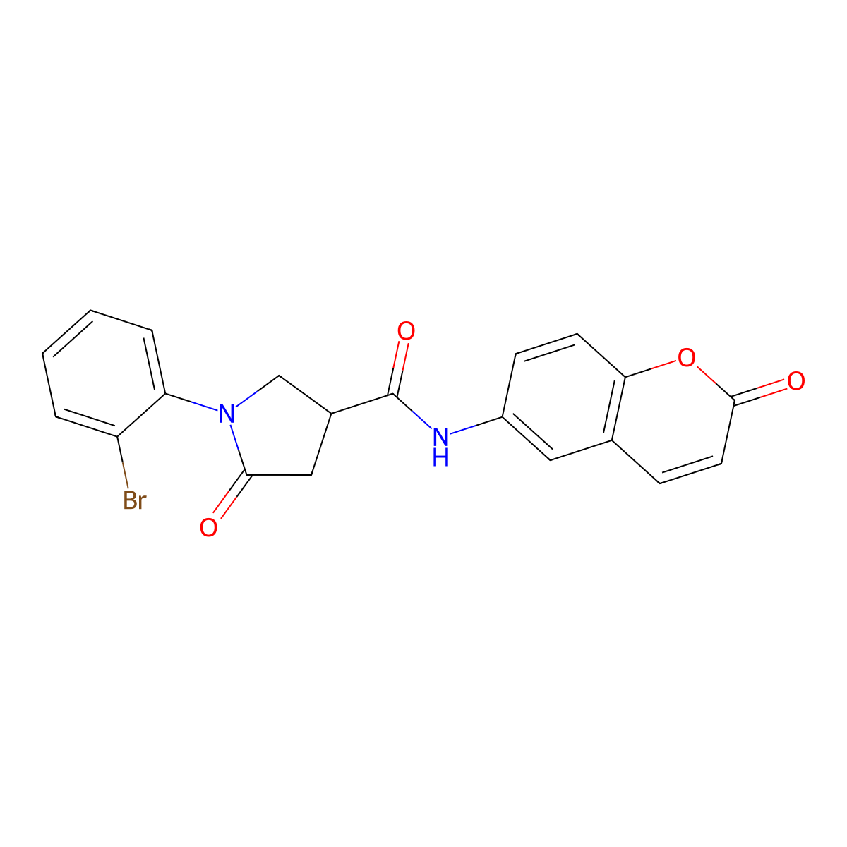 1-(2-bromophenyl)-5-oxo-N-(2-oxo-2H-chromen-6-yl)pyrrolidine-3-carboxamide molecular structure, CAS 1144483-37-3