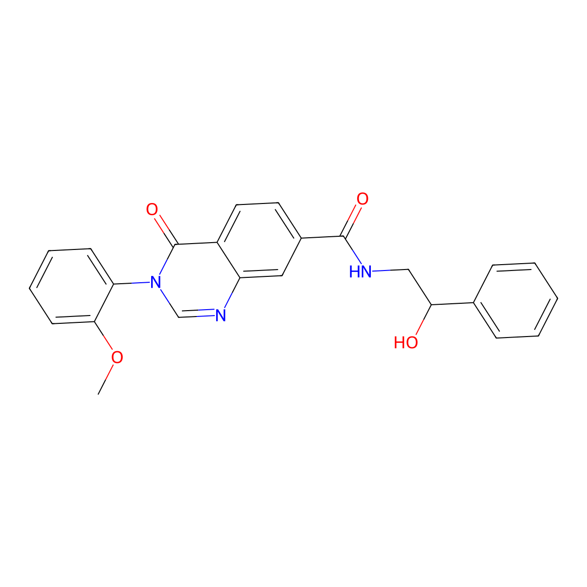 N-(2-hydroxy-2-phenylethyl)-3-(2-methoxyphenyl)-4-oxo-3,4-dihydroquinazoline-7-carboxamide molecular structure, CAS 1144483-47-5