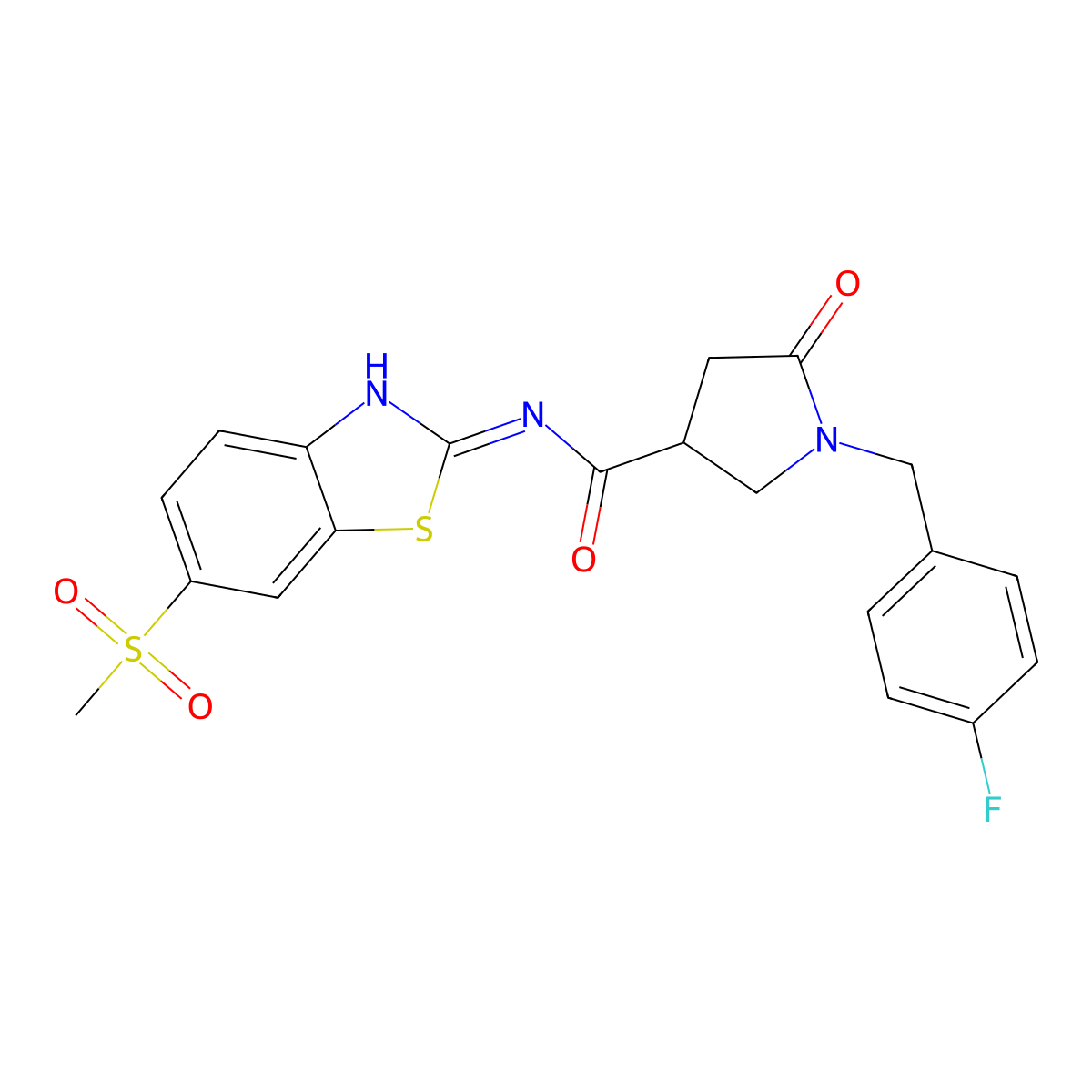 1-(4-fluorobenzyl)-N-[(2Z)-6-(methylsulfonyl)-1,3-benzothiazol-2(3H)-ylidene]-5-oxopyrrolidine-3-carboxamide molecular structure, CAS 1144483-48-6