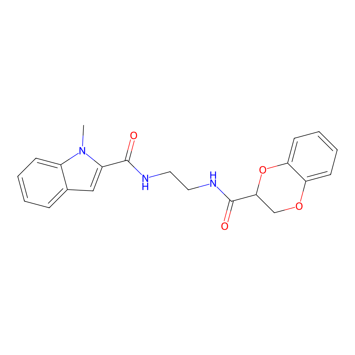 N-{2-[(2,3-dihydro-1,4-benzodioxin-2-ylcarbonyl)amino]ethyl}-1-methyl-1H-indole-2-carboxamide molecular structure, CAS 1144483-56-6