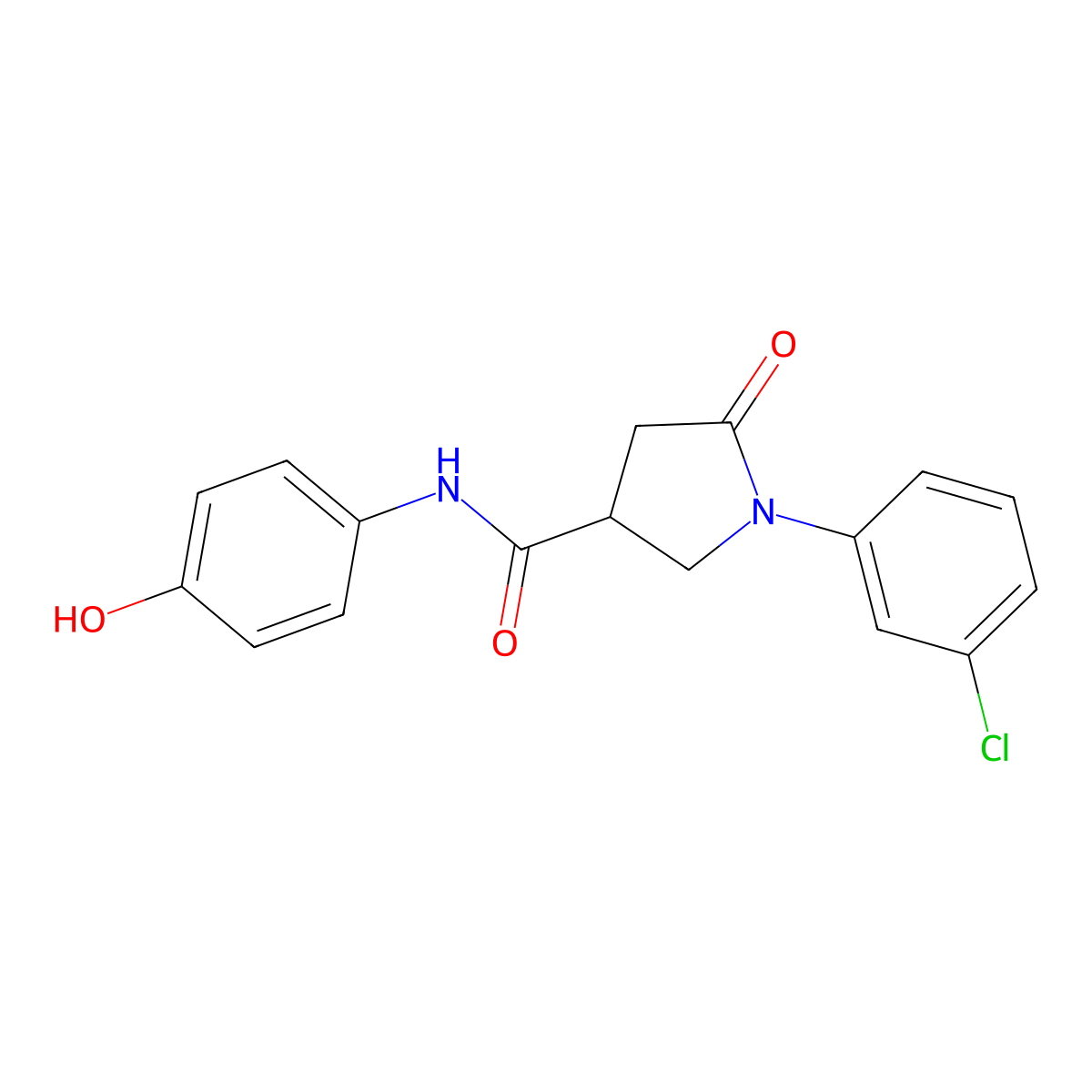 1-(3-chlorophenyl)-N-(4-hydroxyphenyl)-5-oxopyrrolidine-3-carboxamide molecular structure, CAS 1144483-68-0