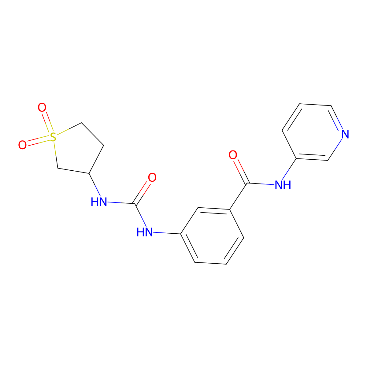 3-{[(1,1-dioxidotetrahydrothiophen-3-yl)carbamoyl]amino}-N-(pyridin-3-yl)benzamide molecular structure, CAS 1144483-89-5