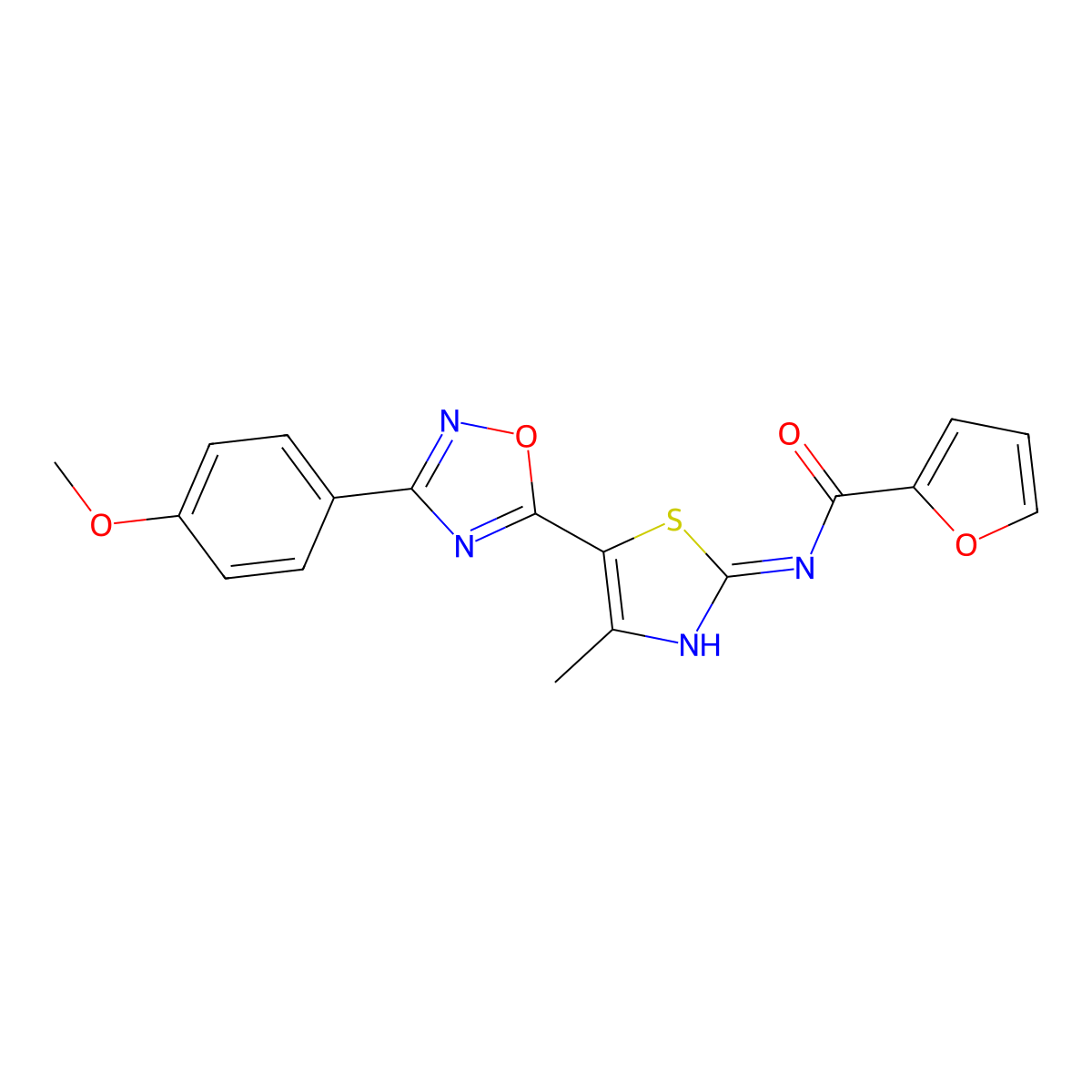 N-[(2Z)-5-[3-(4-methoxyphenyl)-1,2,4-oxadiazol-5-yl]-4-methyl-1,3-thiazol-2(3H)-ylidene]furan-2-carboxamide molecular structure, CAS 1144483-94-2