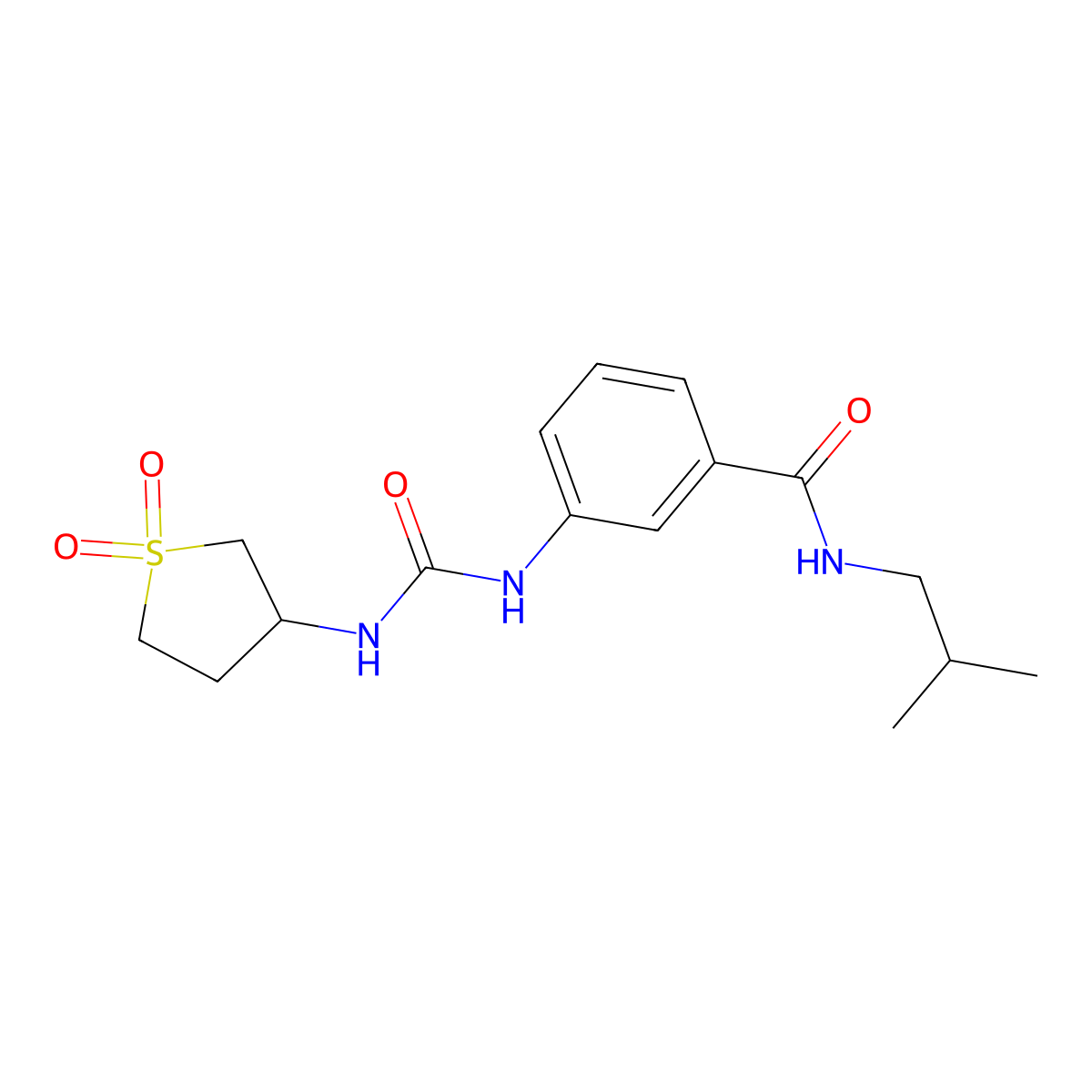3-{[(1,1-dioxidotetrahydrothiophen-3-yl)carbamoyl]amino}-N-(2-methylpropyl)benzamide molecular structure, CAS 1144483-97-5