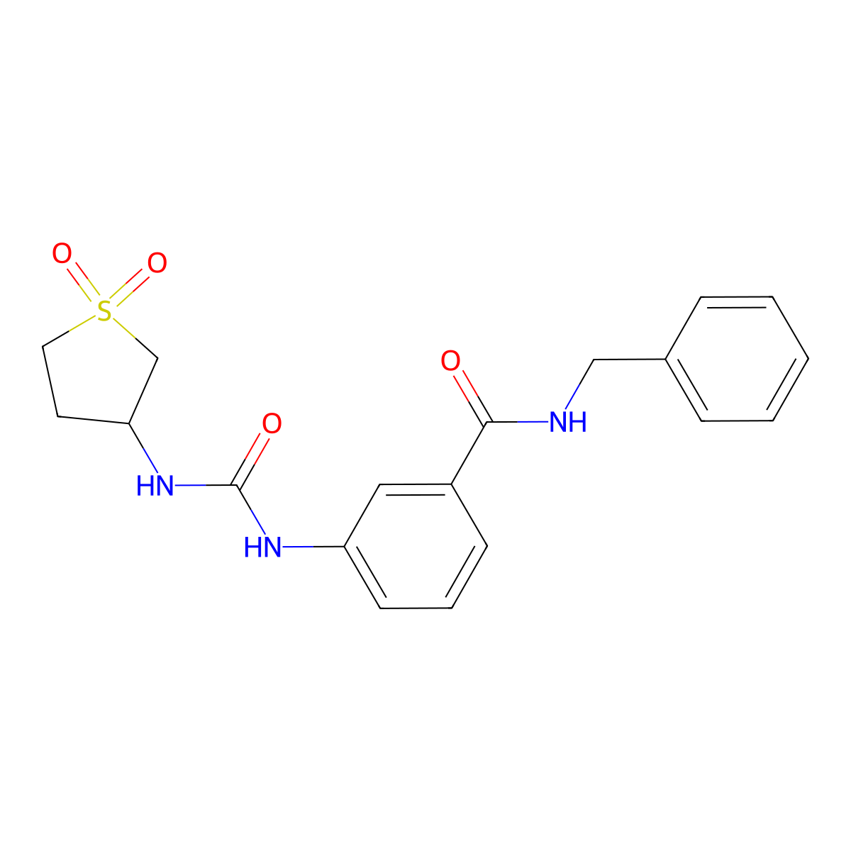 N-benzyl-3-{[(1,1-dioxidotetrahydrothiophen-3-yl)carbamoyl]amino}benzamide molecular structure, CAS 1144483-98-6