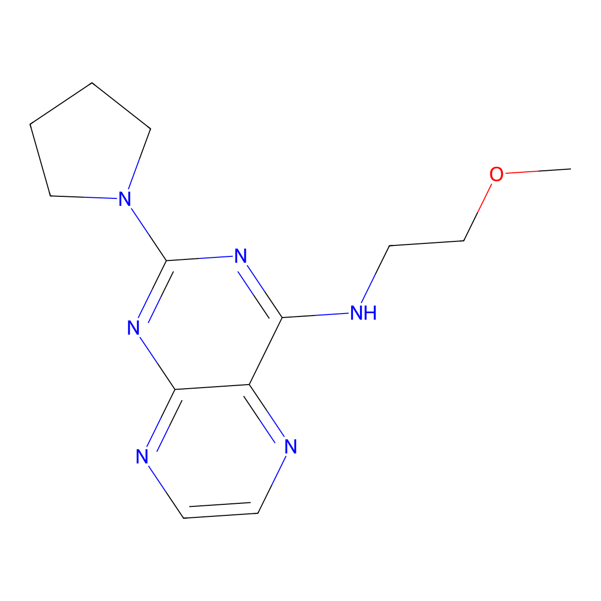 N-(2-methoxyethyl)-2-(pyrrolidin-1-yl)pteridin-4-amine molecular structure, CAS 1144484-14-9