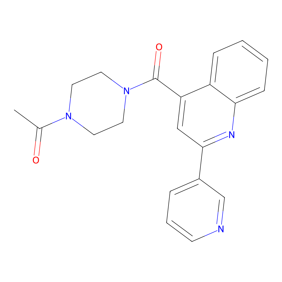 1-(4-{[2-(Pyridin-3-yl)quinolin-4-yl]carbonyl}piperazin-1-yl)ethanone molecular structure, CAS 1144484-28-5