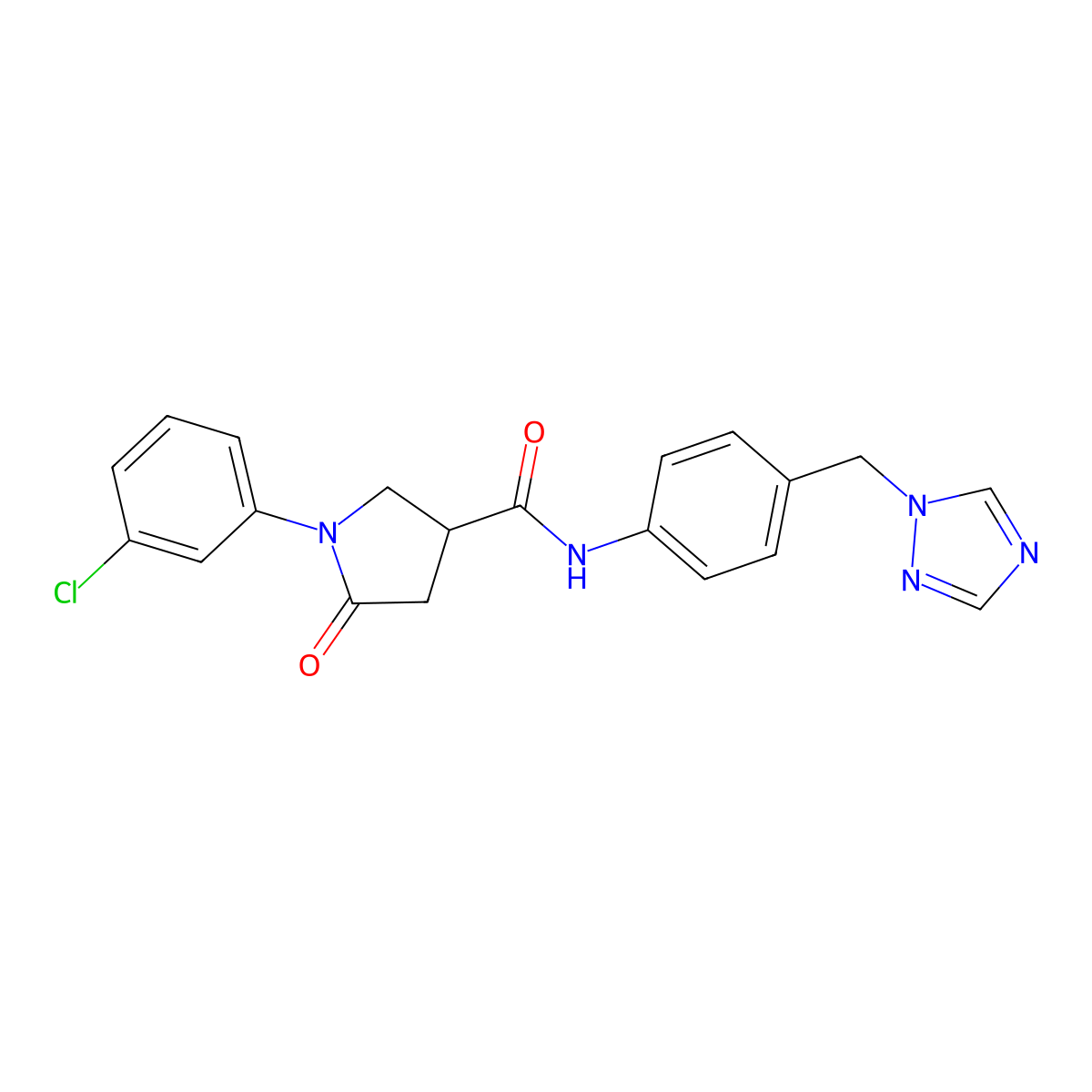1-(3-chlorophenyl)-5-oxo-N-[4-(1H-1,2,4-triazol-1-ylmethyl)phenyl]pyrrolidine-3-carboxamide molecular structure, CAS 1144484-33-2