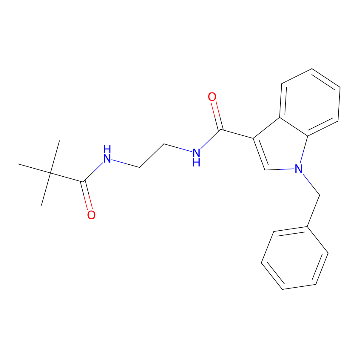 1-benzyl-N-{2-[(2,2-dimethylpropanoyl)amino]ethyl}-1H-indole-3-carboxamide molecular structure, CAS 1144484-53-6