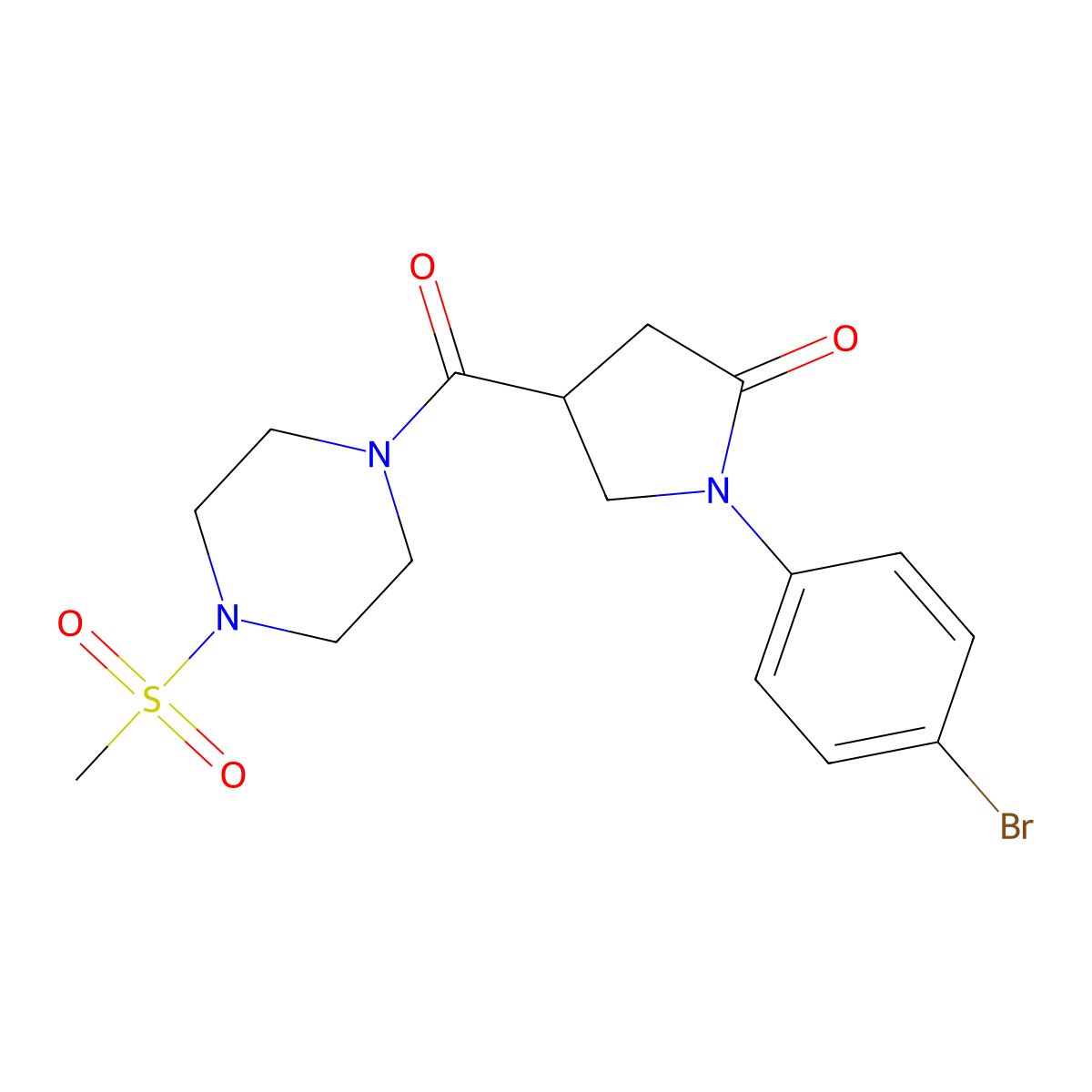 1-(4-Bromophenyl)-4-{[4-(methylsulfonyl)piperazin-1-yl]carbonyl}pyrrolidin-2-one molecular structure, CAS 1144484-62-7