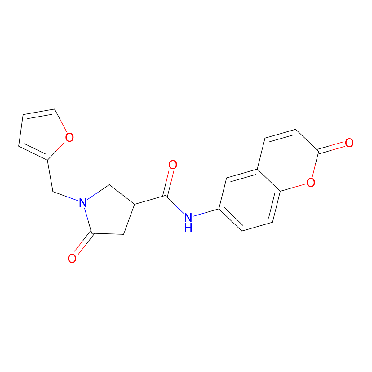 1-(furan-2-ylmethyl)-5-oxo-N-(2-oxo-2H-chromen-6-yl)pyrrolidine-3-carboxamide molecular structure, CAS 1144484-72-9
