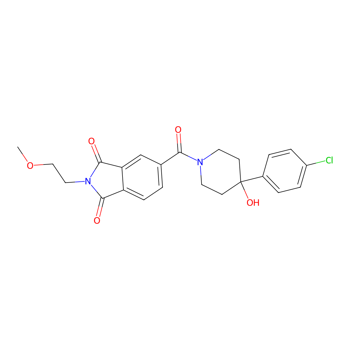 5-{[4-(4-chlorophenyl)-4-hydroxypiperidin-1-yl]carbonyl}-2-(2-methoxyethyl)-1H-isoindole-1,3(2H)-dione molecular structure, CAS 1144485-19-7