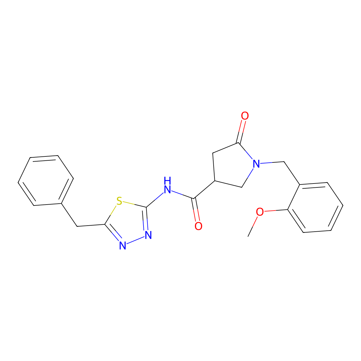 N-(5-benzyl-1,3,4-thiadiazol-2-yl)-1-(2-methoxybenzyl)-5-oxopyrrolidine-3-carboxamide molecular structure, CAS 1144485-31-3