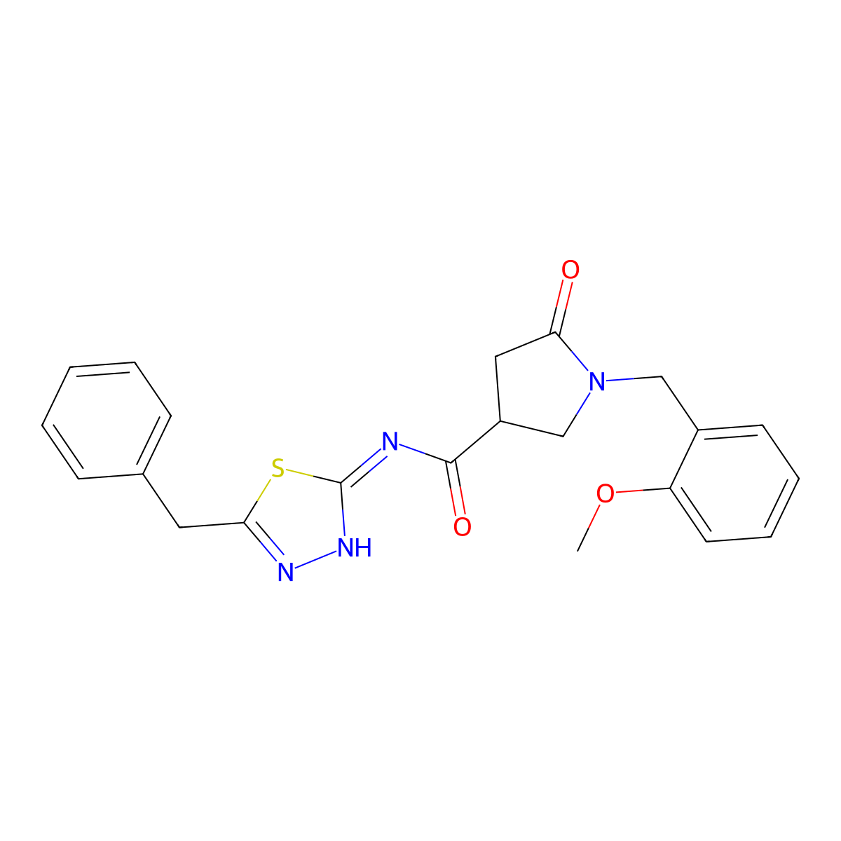 N-(5-benzyl-1,3,4-thiadiazol-2-yl)-1-(2-methoxybenzyl)-5-oxopyrrolidine-3-carboxamide molecular structure, CAS 1144485-31-3