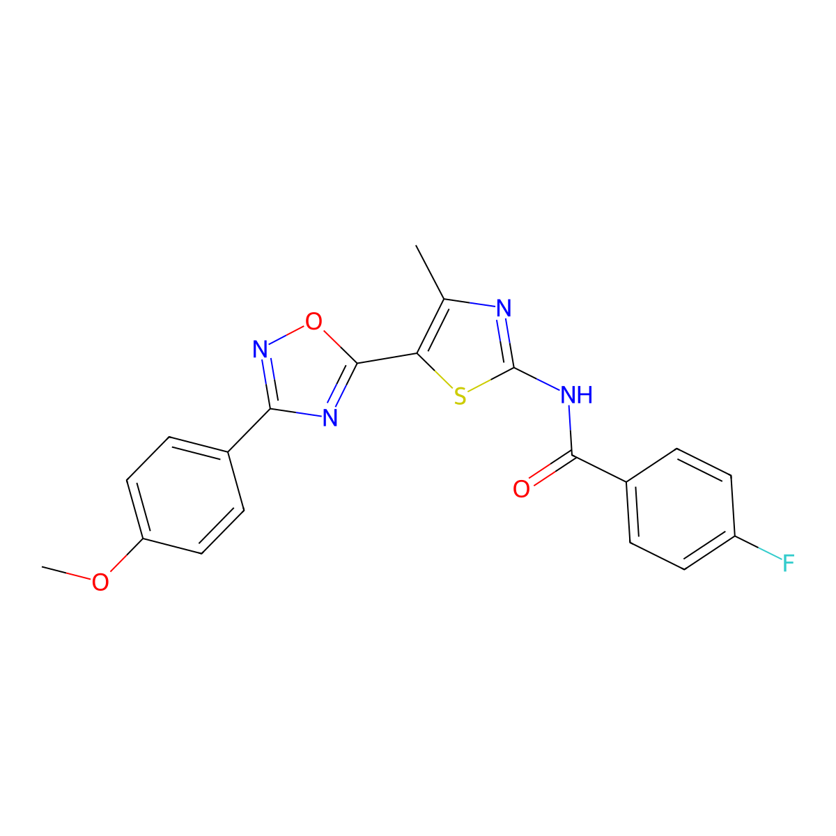 4-fluoro-N-[(2Z)-5-[3-(4-methoxyphenyl)-1,2,4-oxadiazol-5-yl]-4-methyl-1,3-thiazol-2(3H)-ylidene]benzamide molecular structure, CAS 1144485-40-4