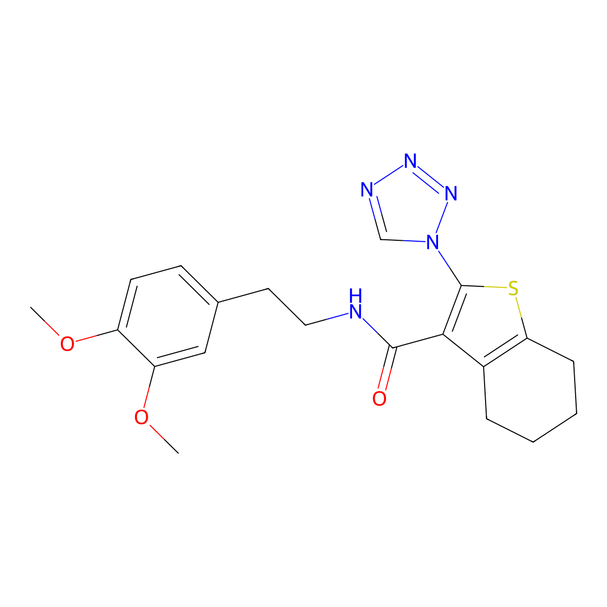N-[2-(3,4-dimethoxyphenyl)ethyl]-2-(1H-tetrazol-1-yl)-4,5,6,7-tetrahydro-1-benzothiophene-3-carboxamide molecular structure, CAS 1144485-42-6