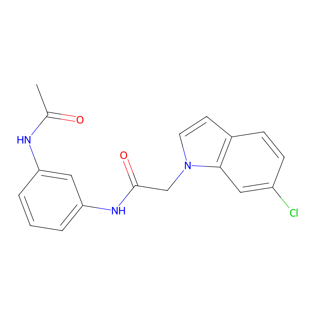 N-[3-(acetylamino)phenyl]-2-(6-chloro-1H-indol-1-yl)acetamide molecular structure, CAS 1144485-45-9