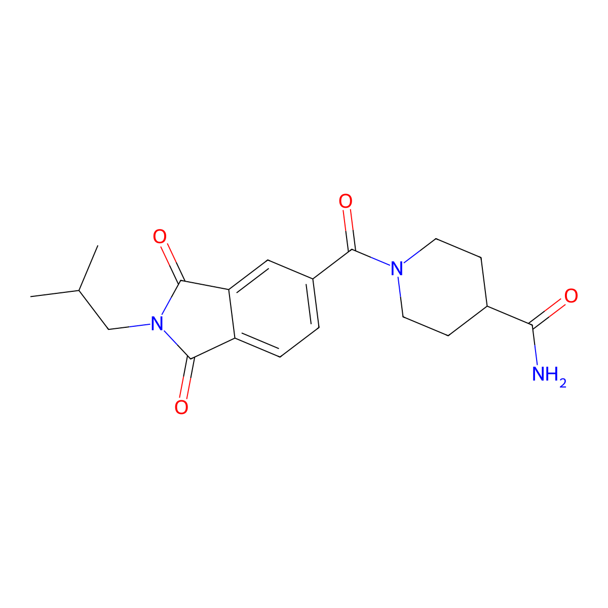 1-{[2-(2-methylpropyl)-1,3-dioxo-2,3-dihydro-1H-isoindol-5-yl]carbonyl}piperidine-4-carboxamide molecular structure, CAS 1144485-70-0
