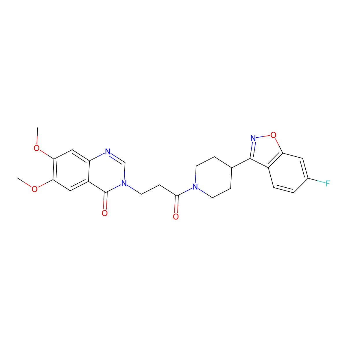 3-{3-[4-(6-fluoro-1,2-benzoxazol-3-yl)piperidin-1-yl]-3-oxopropyl}-6,7-dimethoxyquinazolin-4(3H)-one molecular structure, CAS 1144485-75-5