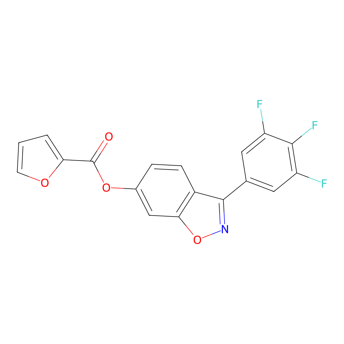 3-(3,4,5-Trifluorophenyl)-1,2-benzoxazol-6-yl furan-2-carboxylate molecular structure, CAS 1144485-93-7
