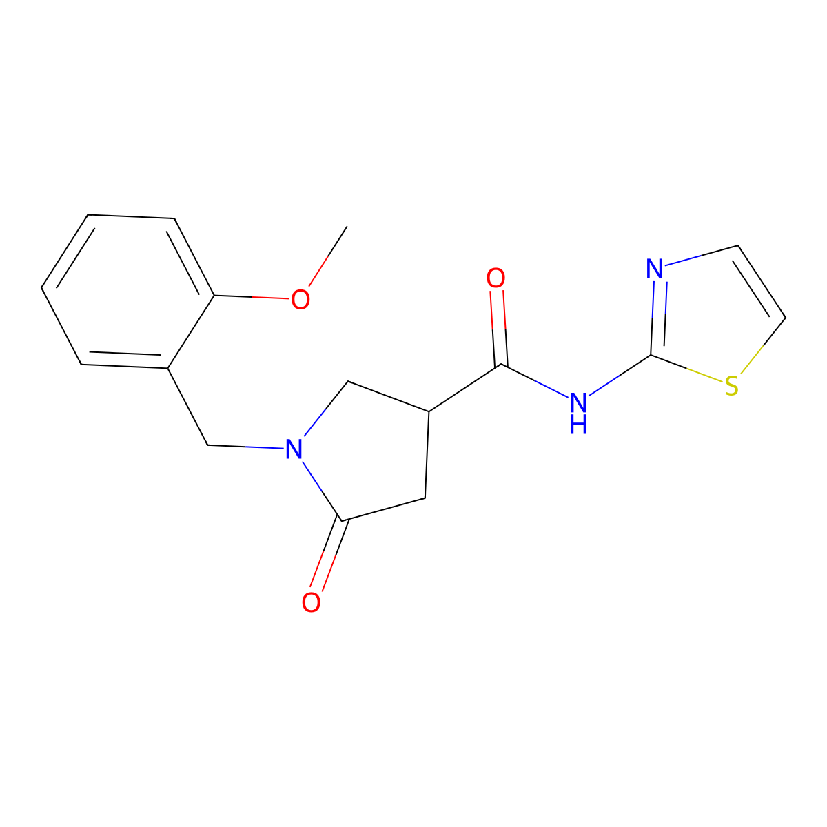 1-(2-methoxybenzyl)-5-oxo-N-(1,3-thiazol-2-yl)pyrrolidine-3-carboxamide molecular structure, CAS 1144485-97-1