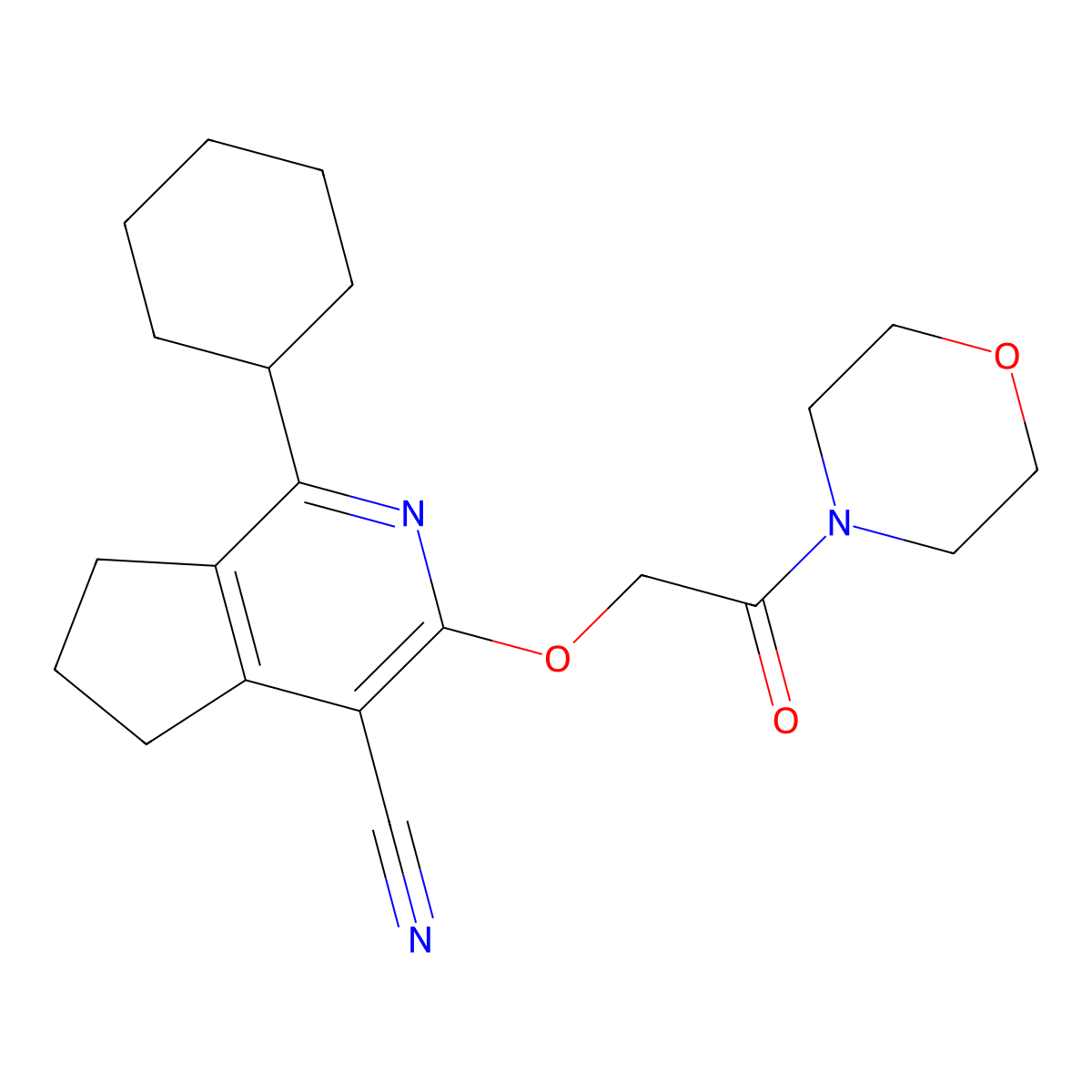 1-cyclohexyl-3-[2-(morpholin-4-yl)-2-oxoethoxy]-6,7-dihydro-5H-cyclopenta[c]pyridine-4-carbonitrile molecular structure, CAS 1144486-04-3