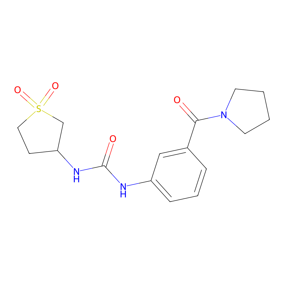 1-(1,1-Dioxidotetrahydrothiophen-3-yl)-3-[3-(pyrrolidin-1-ylcarbonyl)phenyl]urea molecular structure, CAS 1144486-27-0