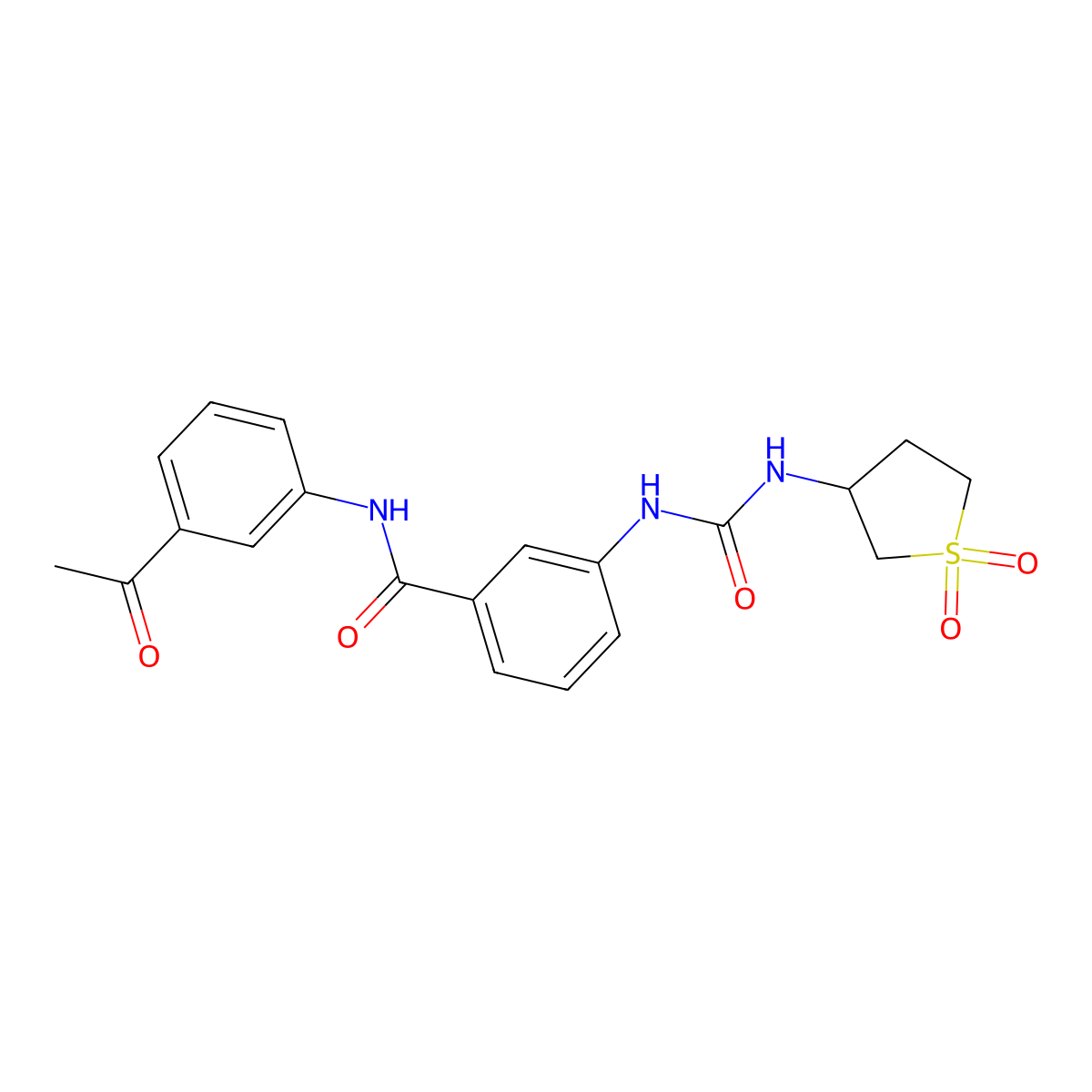N-(3-acetylphenyl)-3-{[(1,1-dioxidotetrahydrothiophen-3-yl)carbamoyl]amino}benzamide molecular structure, CAS 1144486-40-7