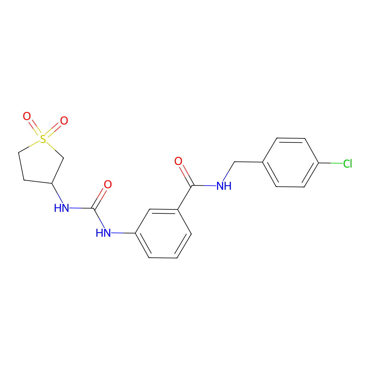 N-(4-chlorobenzyl)-3-{[(1,1-dioxidotetrahydrothiophen-3-yl)carbamoyl]amino}benzamide molecular structure, CAS 1144486-42-9